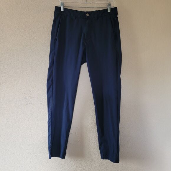 Lululemon Commission Slim Fit Pants Size 30 Golf Stretch Chino Navy Blue M5AF2S - Picture 1 of 8